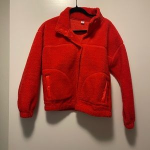 Old Navy button up Sherpa jacket red